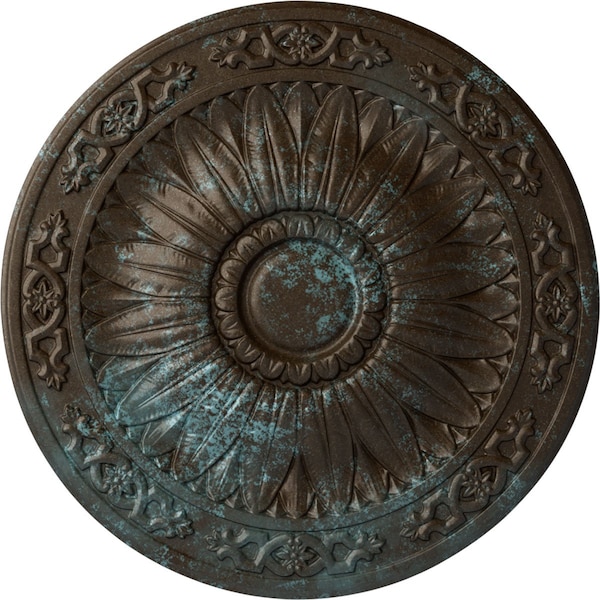 Ekena Millwork Lunel Ceiling Medallion (Fits Canopies up to 3 3/4"), 20 1/4"OD x 1 1/2"P, Bronze Blue Patina CM20LUBBS - main